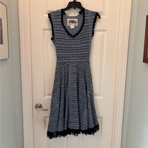 Blue and Black Musical Note Dress